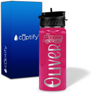 Personalized Truck with Name and Icon on 18oz Wide Mouth Kids Water Bottle