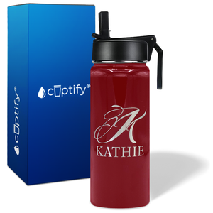 Personalized Script Initial and Name on 18oz Wide Mouth Bottle