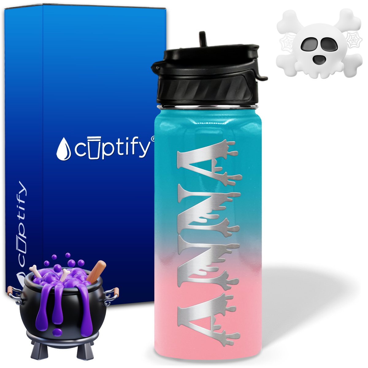 Personalized Bloody on Halloween 18oz Water Bottle