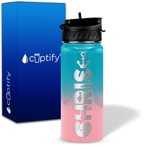 Personalized Anchor with Name and Icon on 18oz Wide Mouth Kids Water Bottle