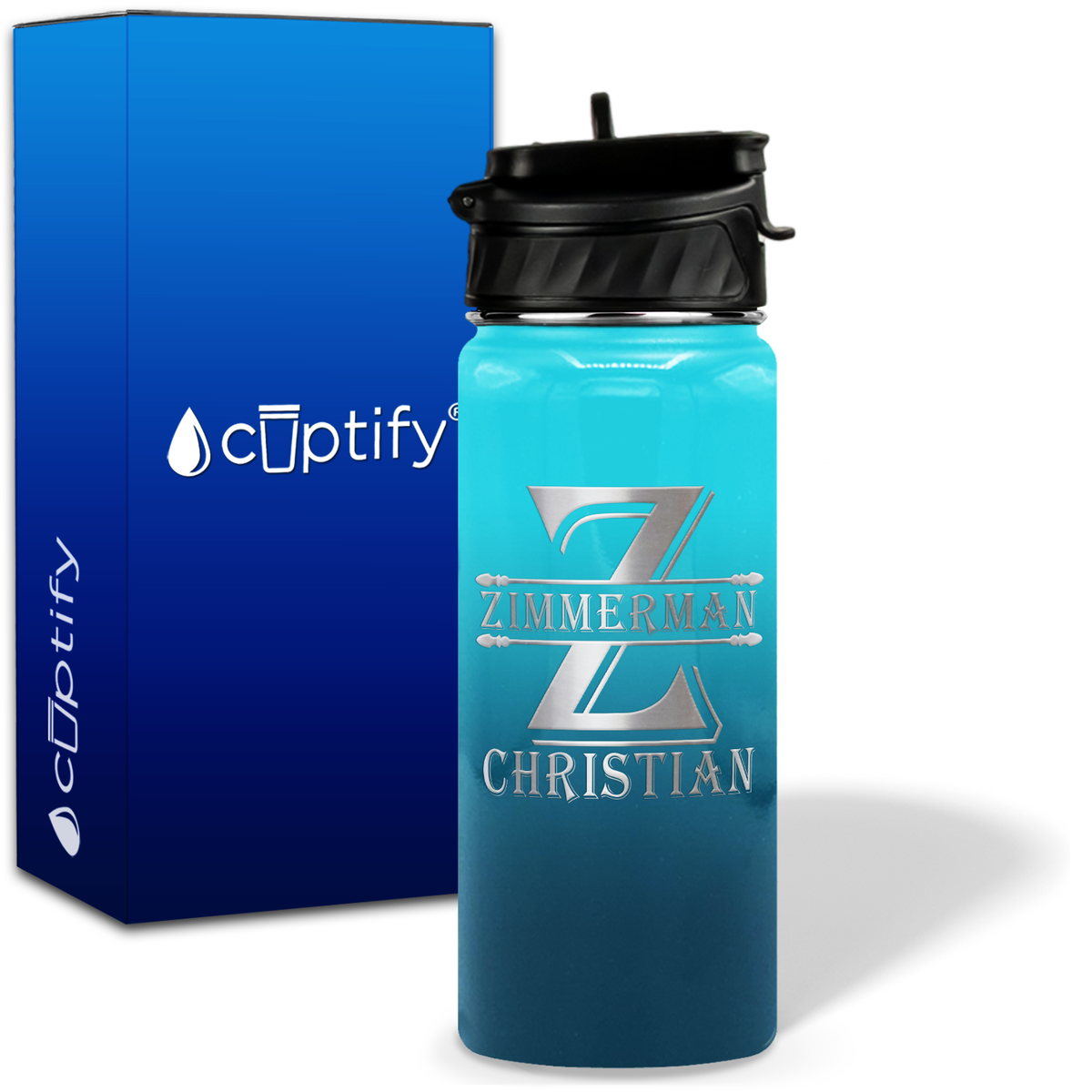 Initial Block on 18oz Personalized Water Bottle