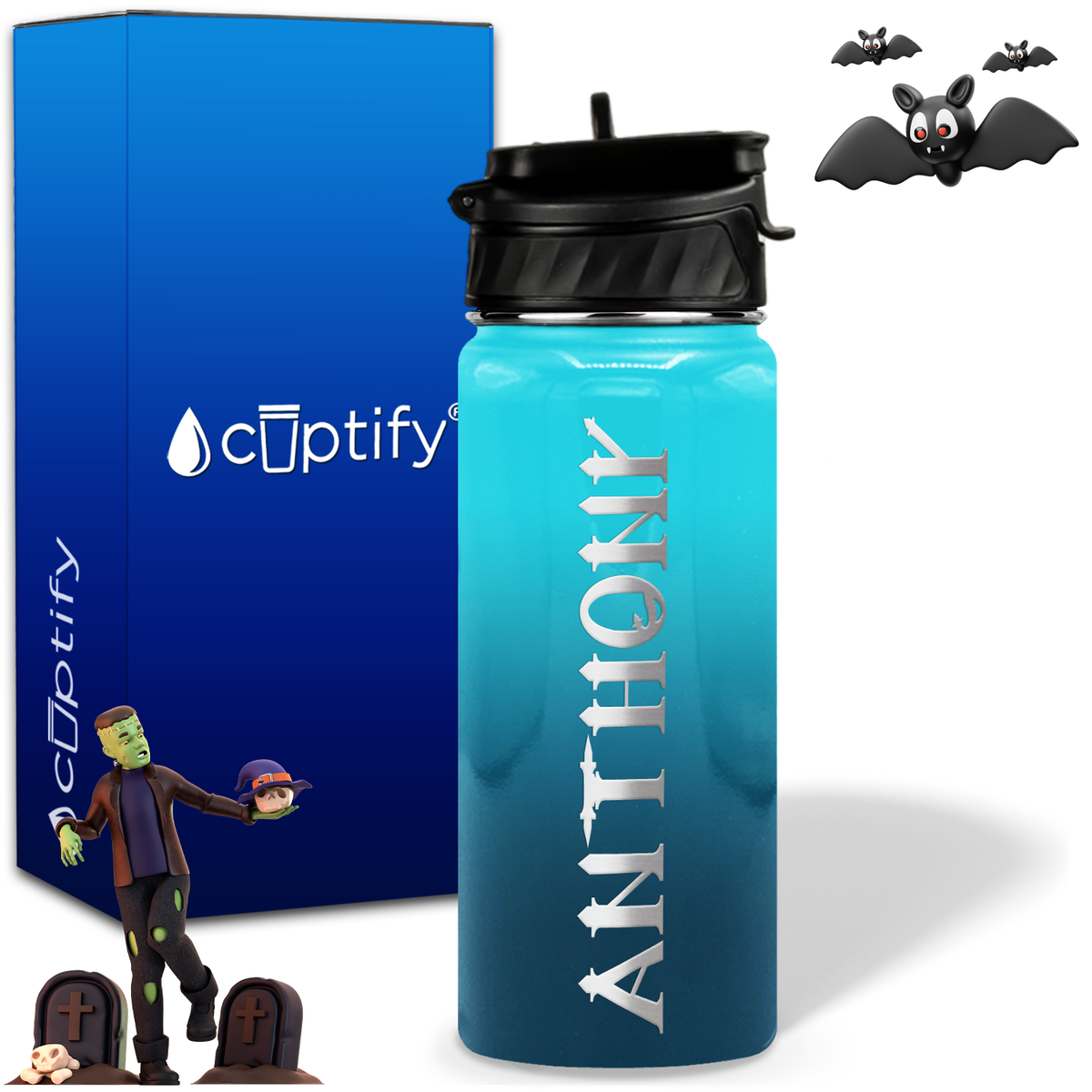 Personalized Creepy Halloween on 18oz Water Bottle