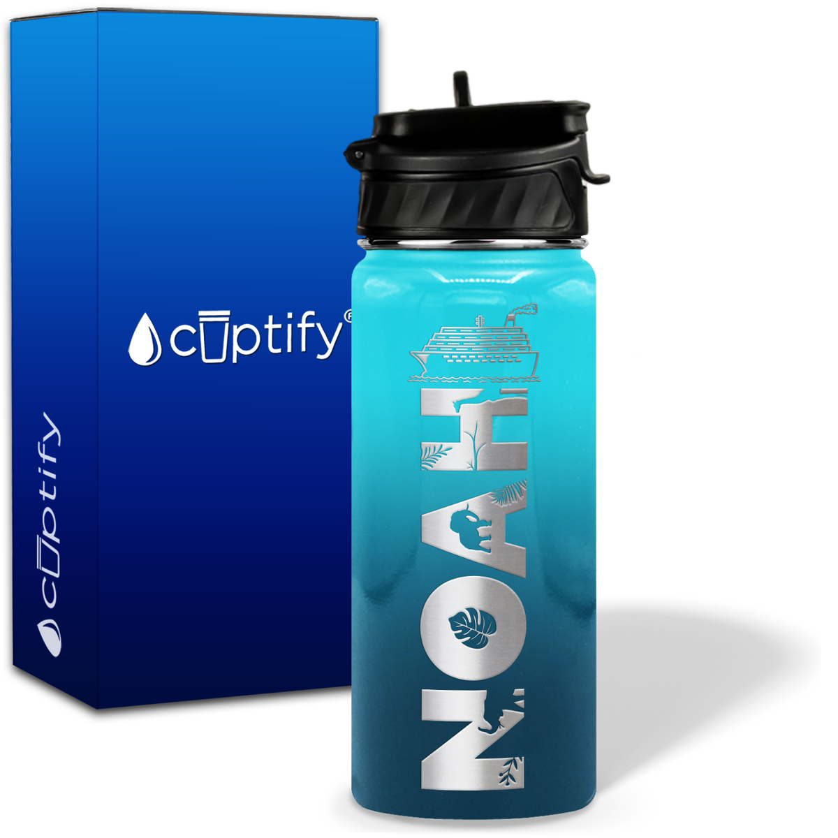 Personalized Ship with Name and Icon on 18oz Wide Mouth Kids Water Bottle