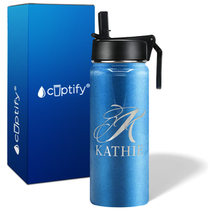 Personalized Script Initial and Name on 18oz Wide Mouth Bottle