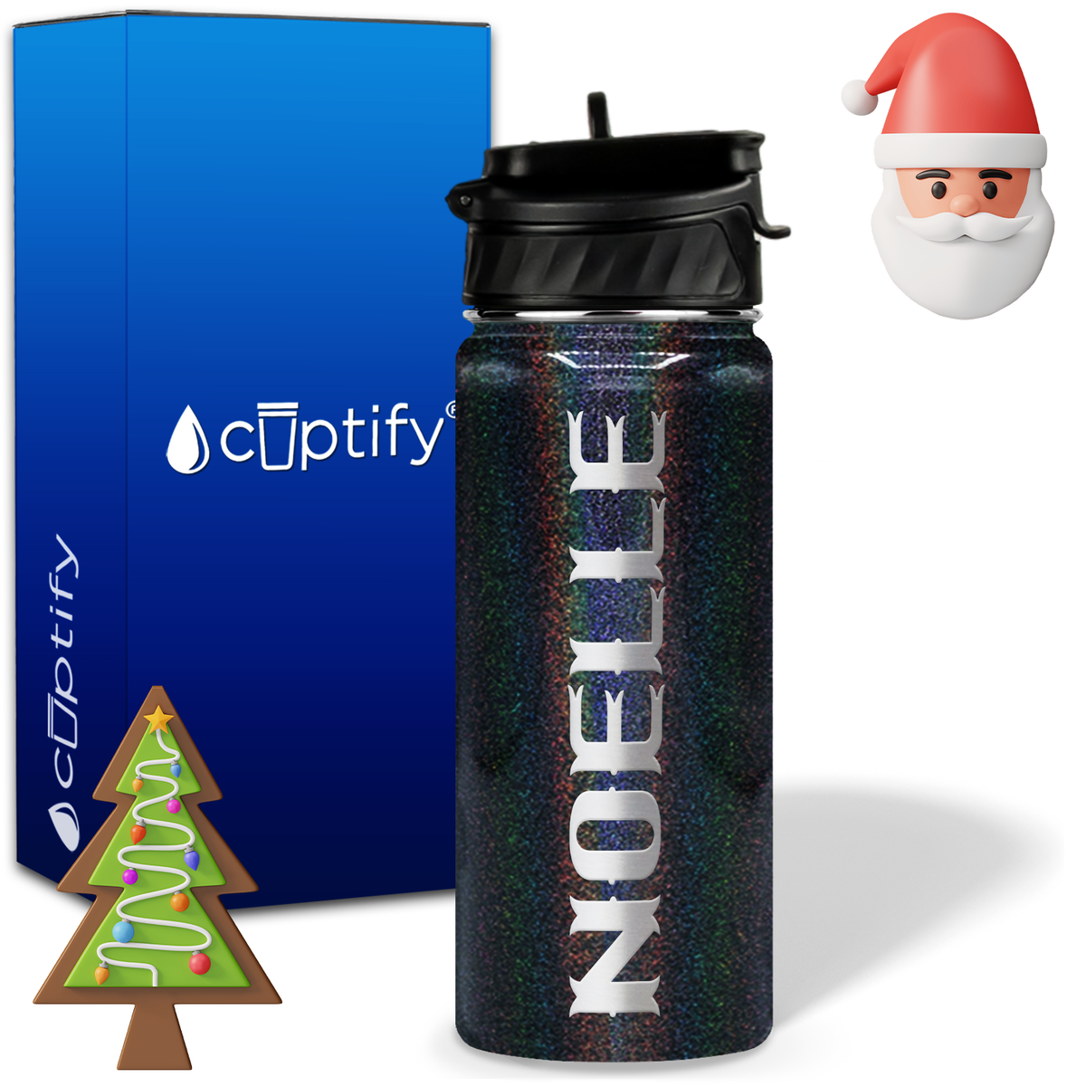 Personalized Claus Christmas on 18oz Custom Water Bottle