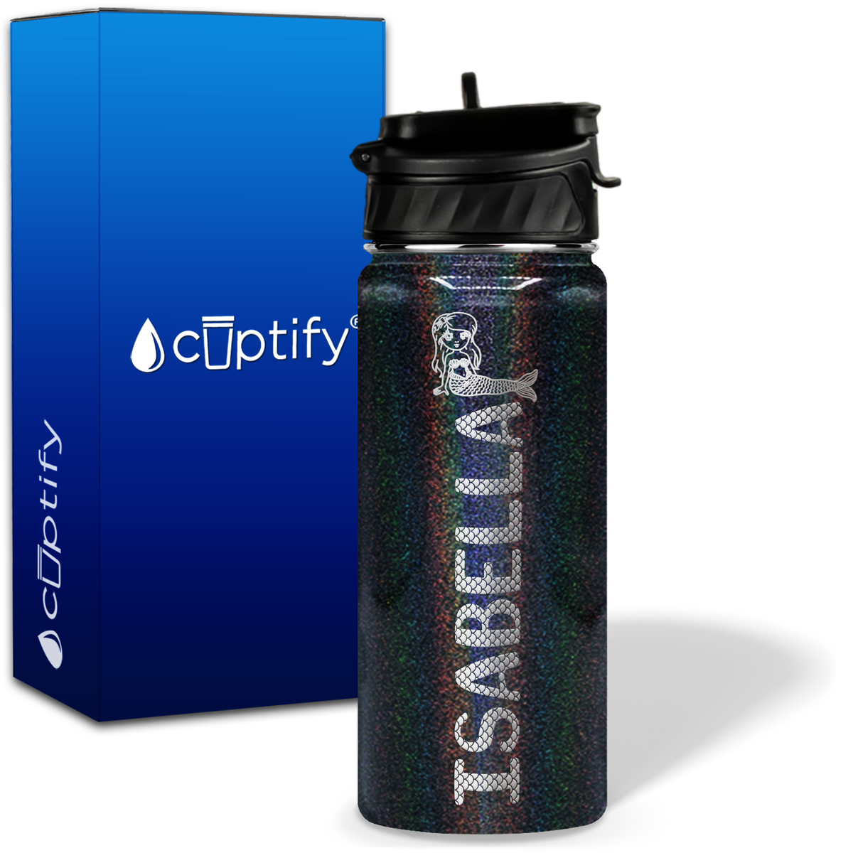 Personalized Mermaid with Name and Icon on 18oz Wide Mouth Kids Water Bottle