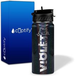 Personalized Cat Waving with Name and Icon on 18oz Wide Mouth Kids Water Bottle