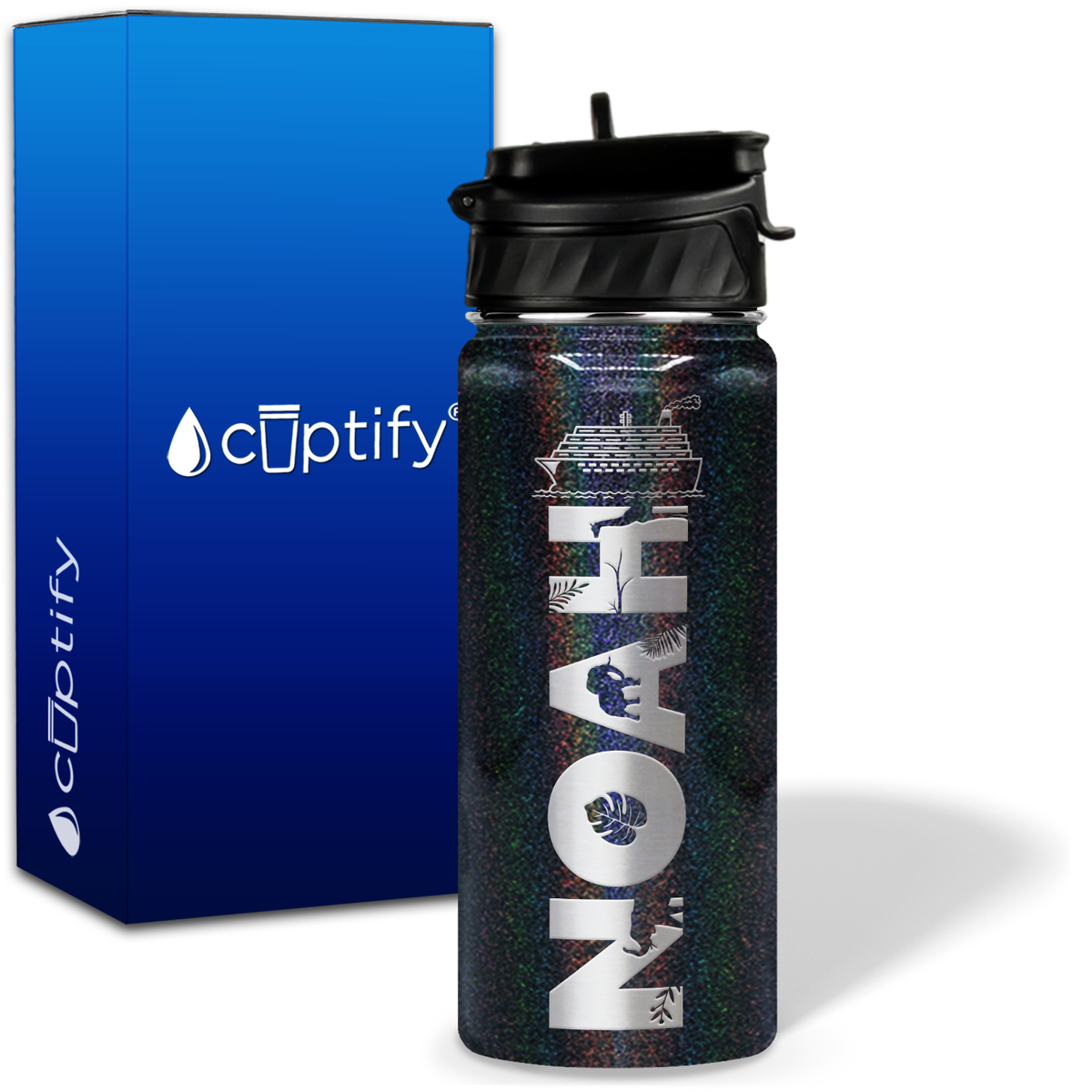 Personalized Ship with Name and Icon on 18oz Wide Mouth Kids Water Bottle