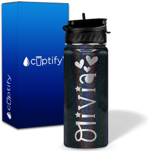 Personalized Hearts with Name and Icon on 18oz Wide Mouth Kids Water Bottle