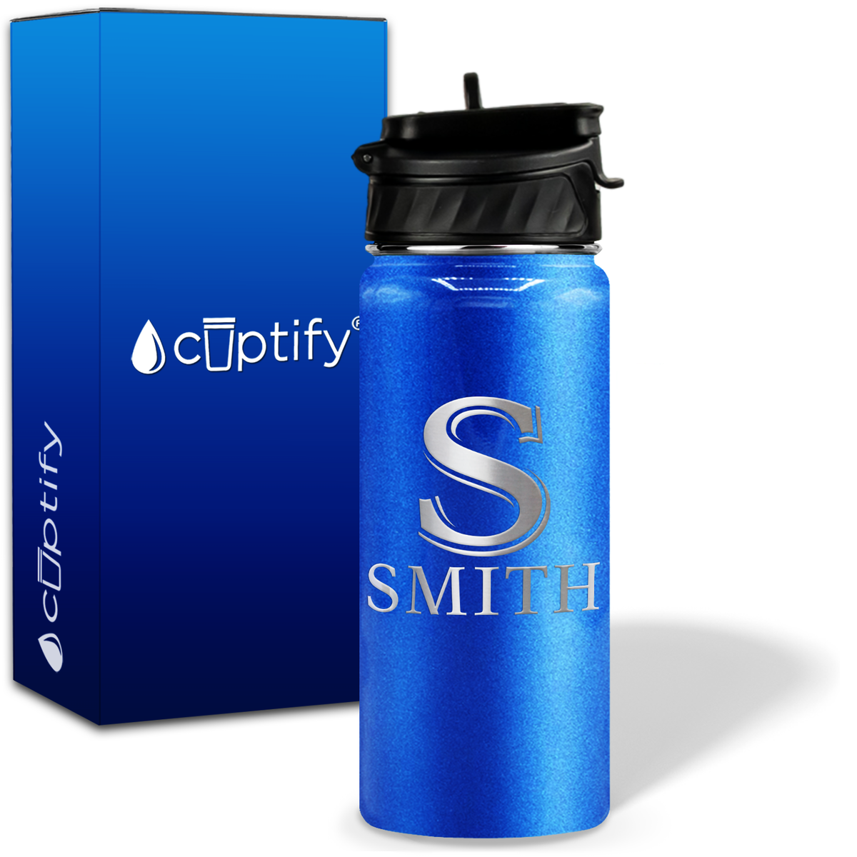 Personalized Monogram Initial and Name on 18oz Water Bottle