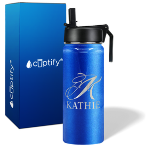 Personalized Script Initial and Name on 18oz Wide Mouth Bottle