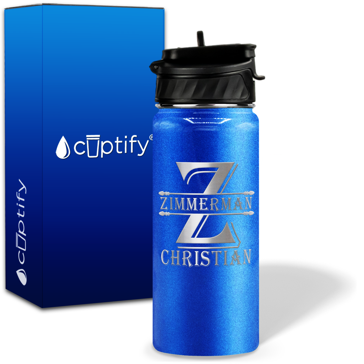 Initial Block on 18oz Personalized Water Bottle