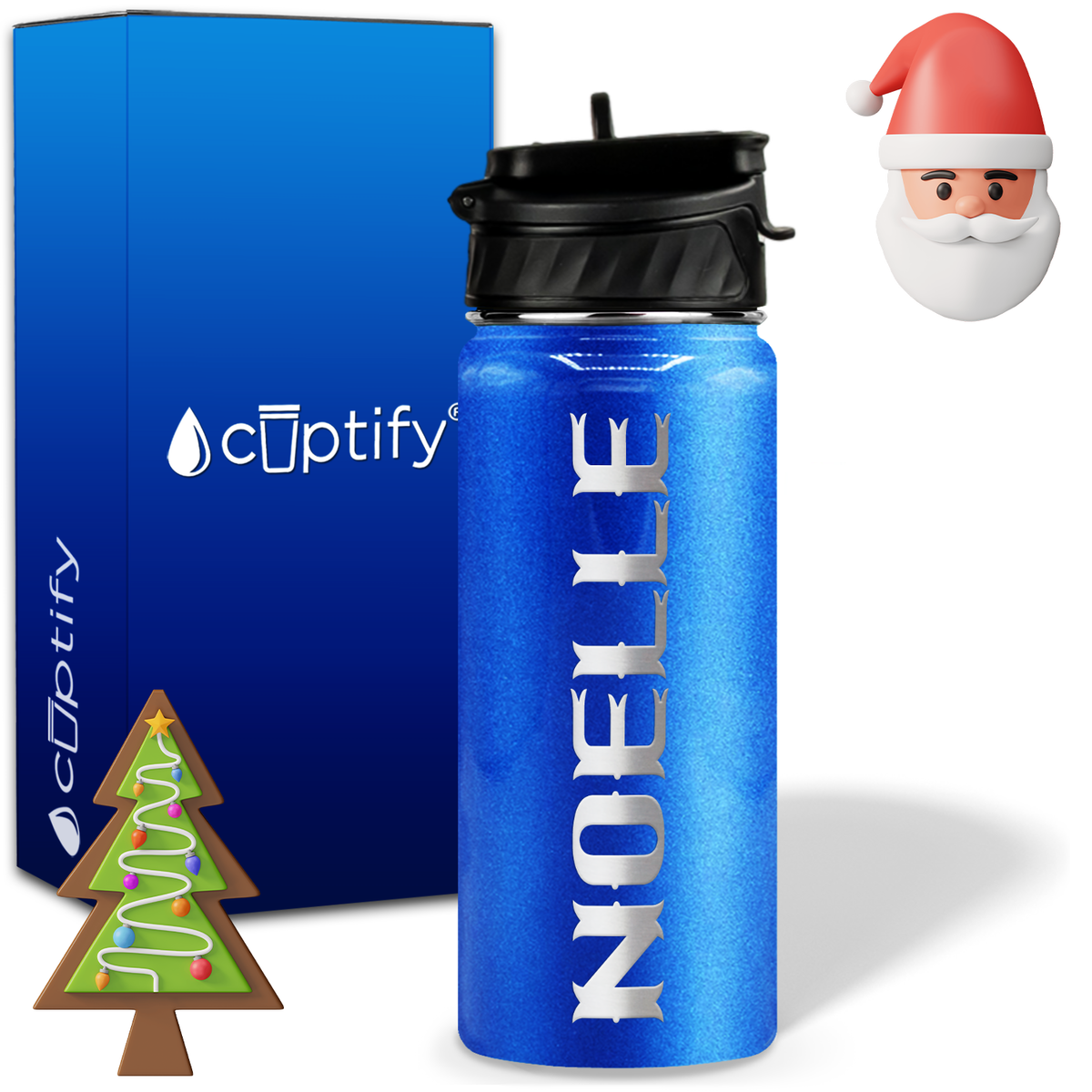 Personalized Claus Christmas on 18oz Custom Water Bottle