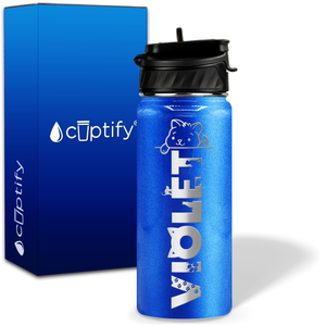 Personalized Cat Waving with Name and Icon on 18oz Wide Mouth Kids Water Bottle
