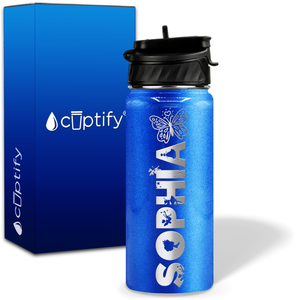 Personalized Heart Butterfly with Name and Icon on 18oz Wide Mouth Kids Water Bottle