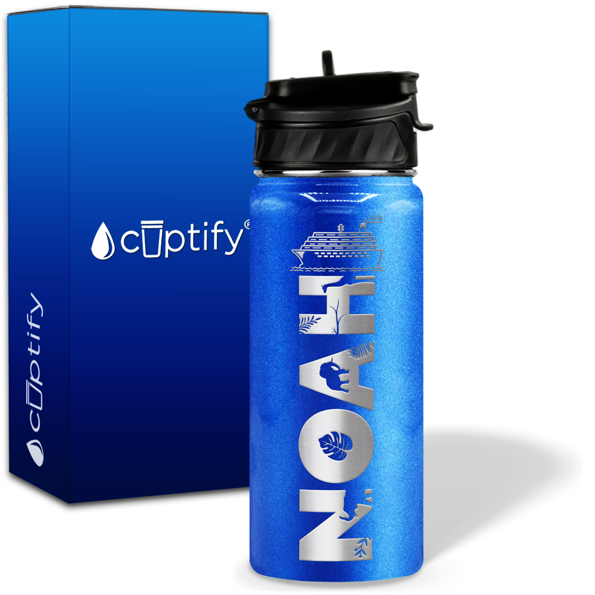 Personalized Ship with Name and Icon on 18oz Wide Mouth Kids Water Bottle