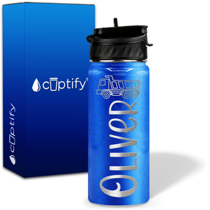 Personalized Truck with Name and Icon on 18oz Wide Mouth Kids Water Bottle