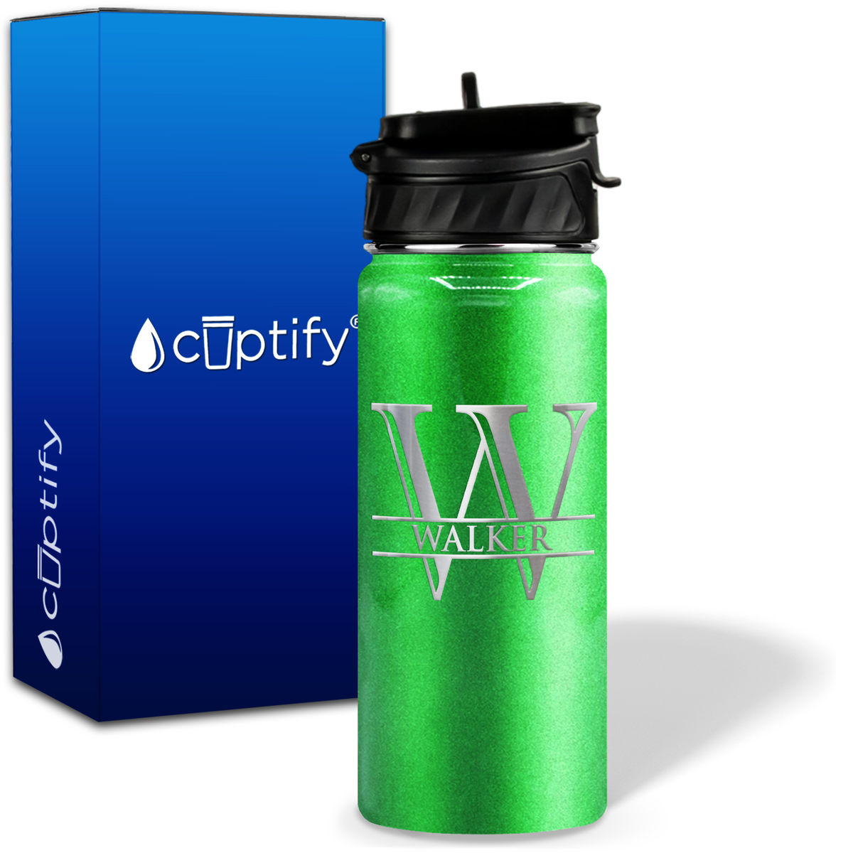 Split Script Monogram Personalized 18oz Water Bottle