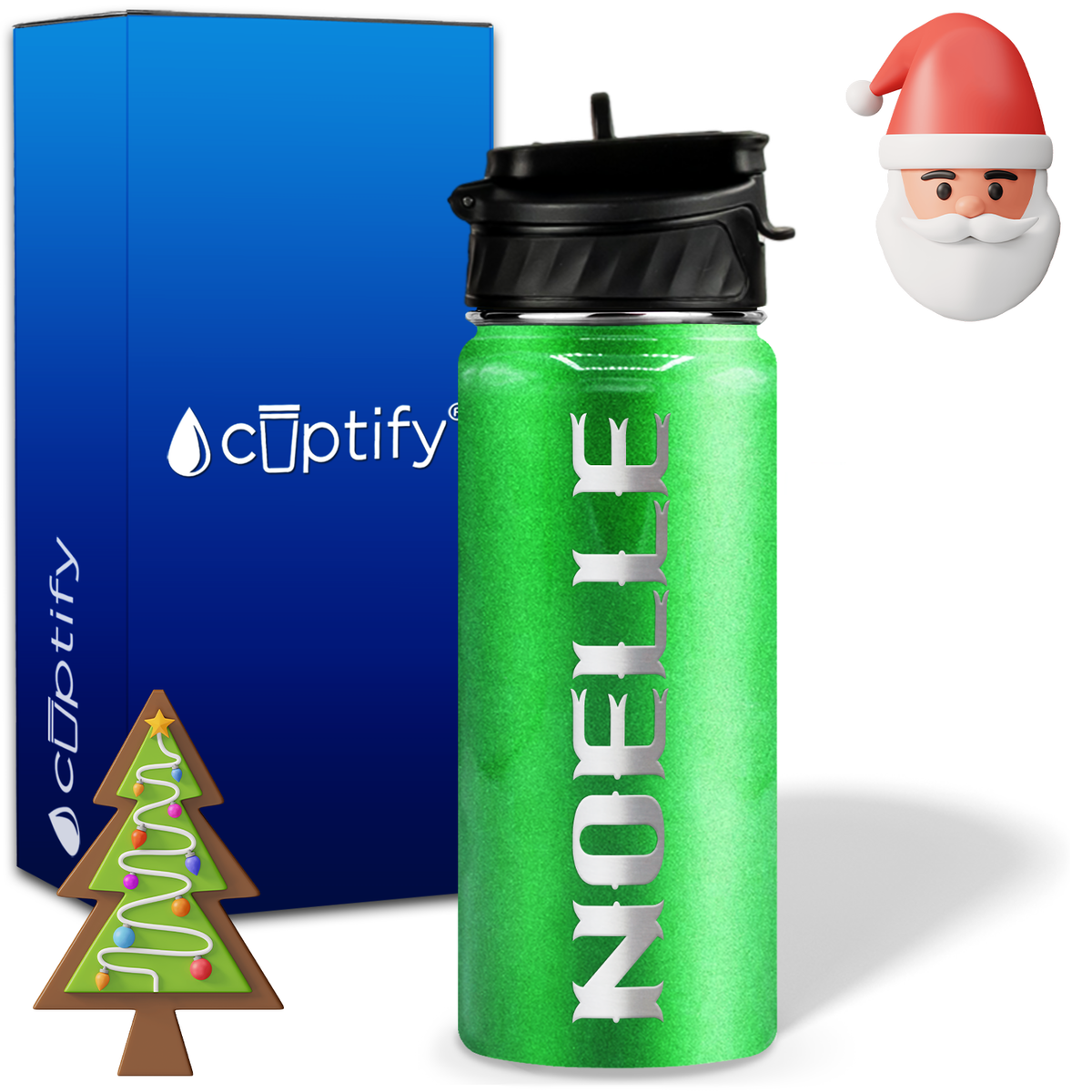 Personalized Claus Christmas on 18oz Custom Water Bottle