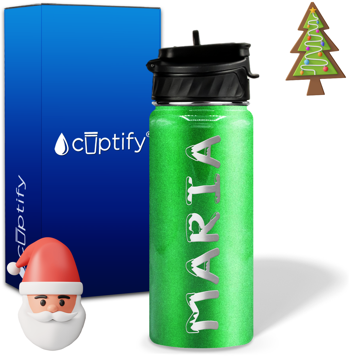Personalized Snowy on 18oz Christmas Water Bottle