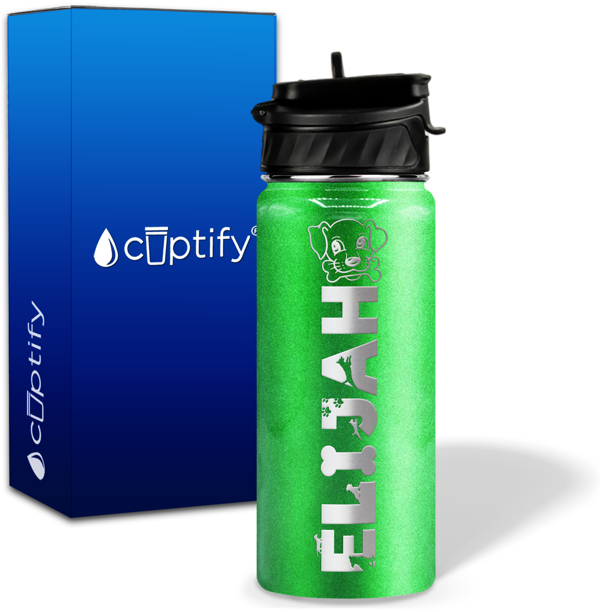 Personalized Dog with Name and Icon on 18oz Wide Mouth Kids Water Bottle