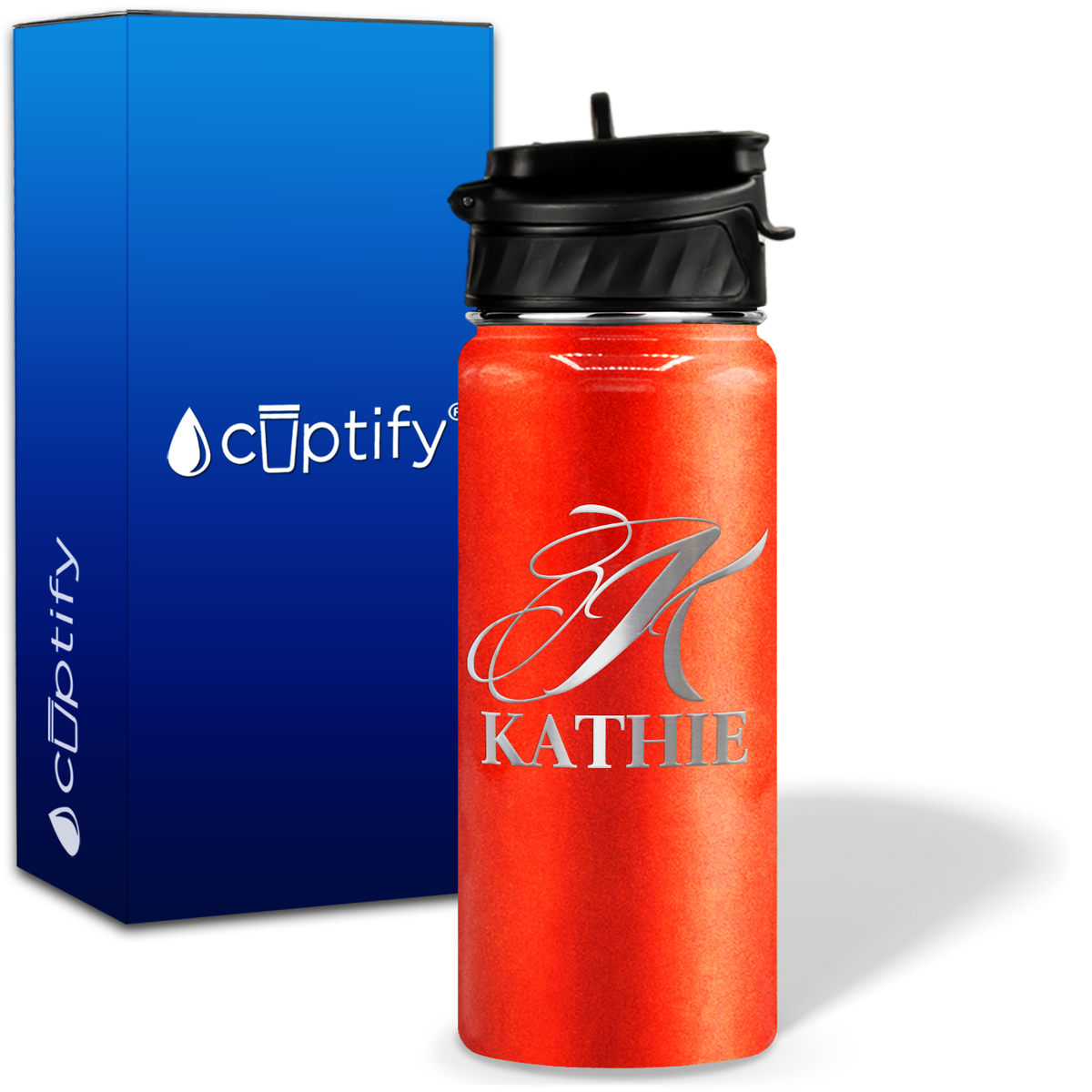 Personalized Script Initial and Name on 18oz Wide Mouth Bottle