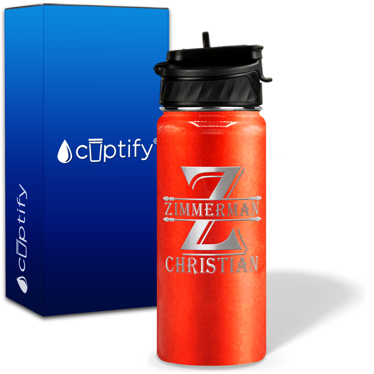 Initial Block on 18oz Personalized Water Bottle