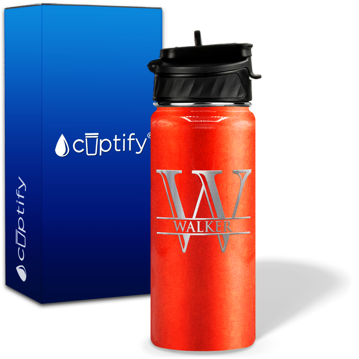Split Script Monogram Personalized 18oz Water Bottle