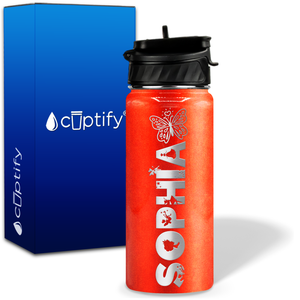 Personalized Heart Butterfly with Name and Icon on 18oz Wide Mouth Kids Water Bottle