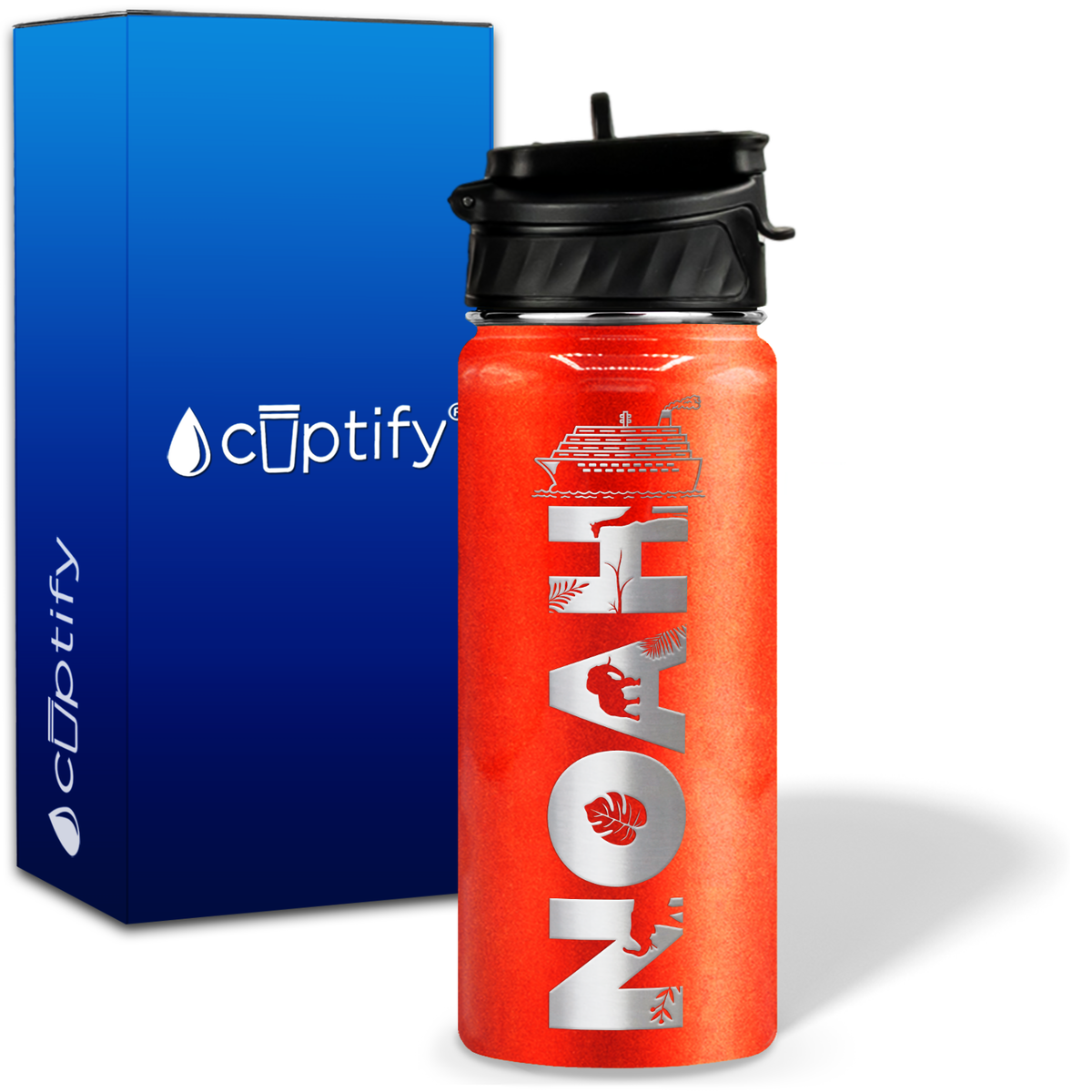 Personalized Ship with Name and Icon on 18oz Wide Mouth Kids Water Bottle