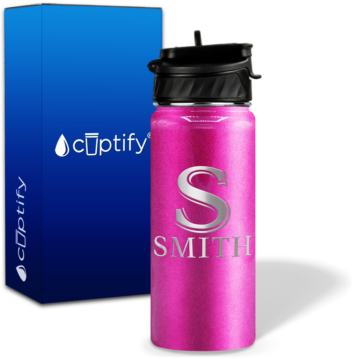 Personalized Monogram Initial and Name on 18oz Water Bottle