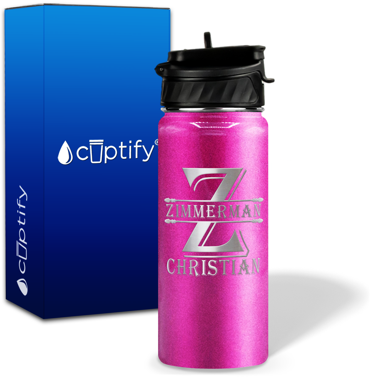 Initial Block on 18oz Personalized Water Bottle