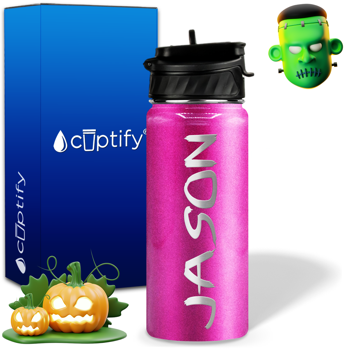 Personalized Scary Halloween Font on 18oz Wide Mouth