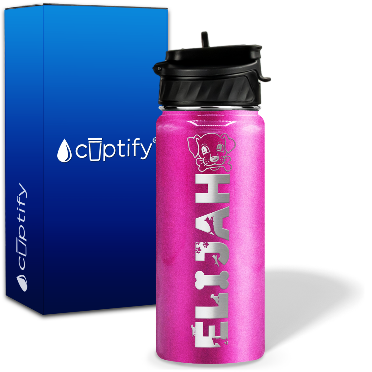 Personalized Dog with Name and Icon on 18oz Wide Mouth Kids Water Bottle