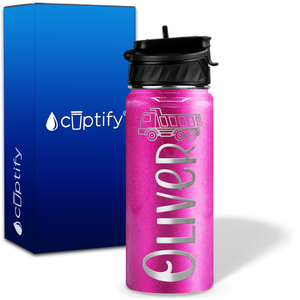 Personalized Truck with Name and Icon on 18oz Wide Mouth Kids Water Bottle