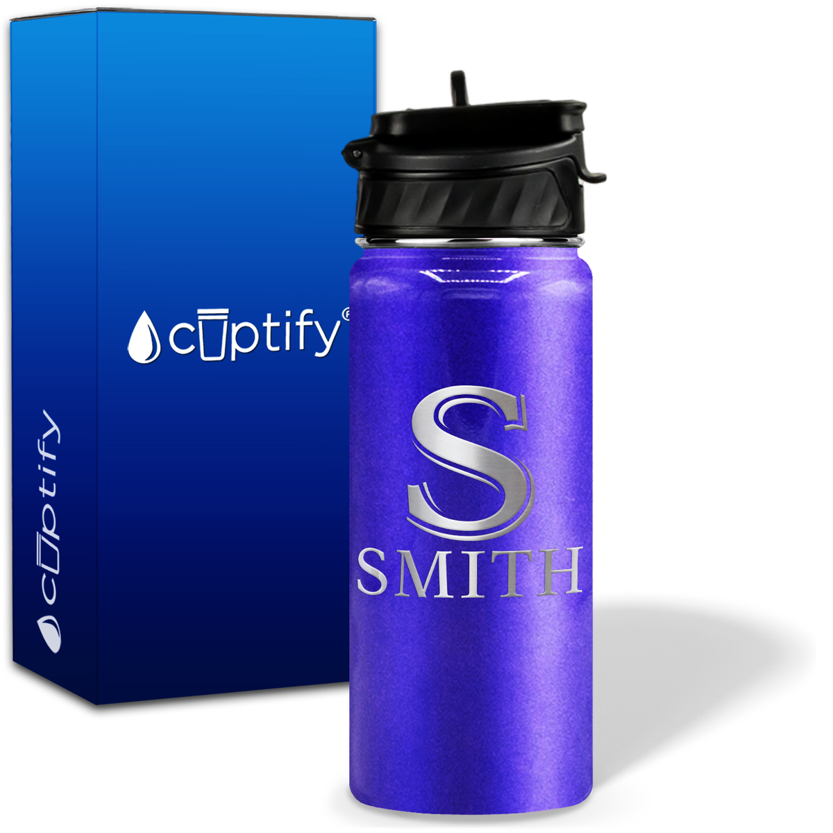 Personalized Monogram Initial and Name on 18oz Water Bottle