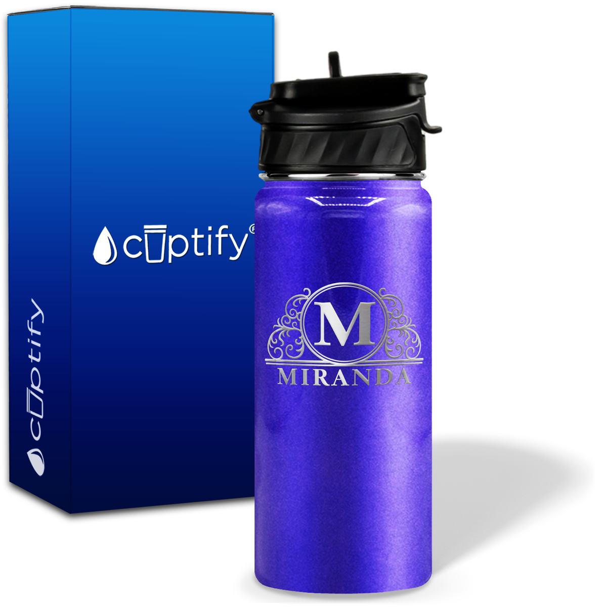 Personalized Elaborate Circle on 18oz Water Bottle