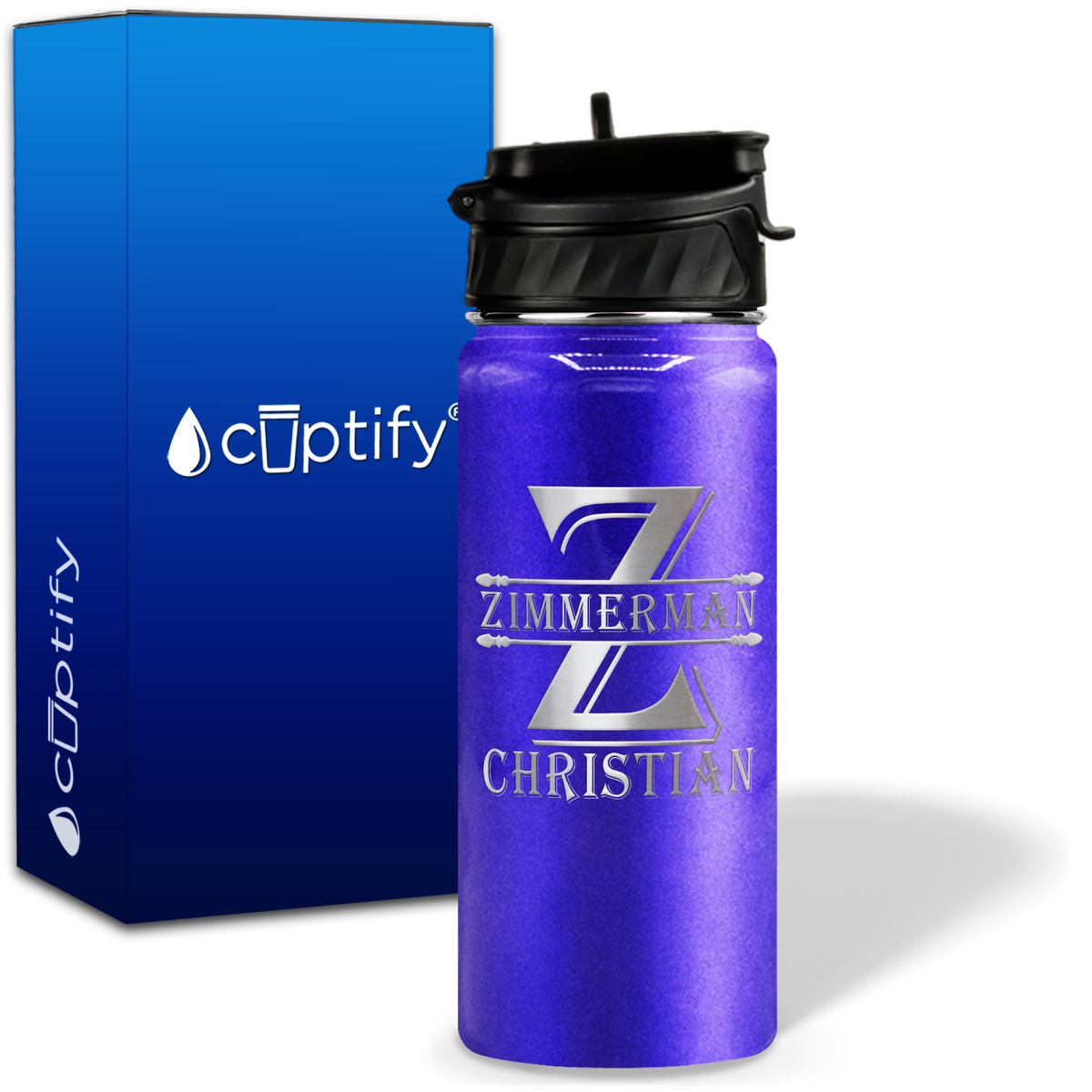 Initial Block on 18oz Personalized Water Bottle