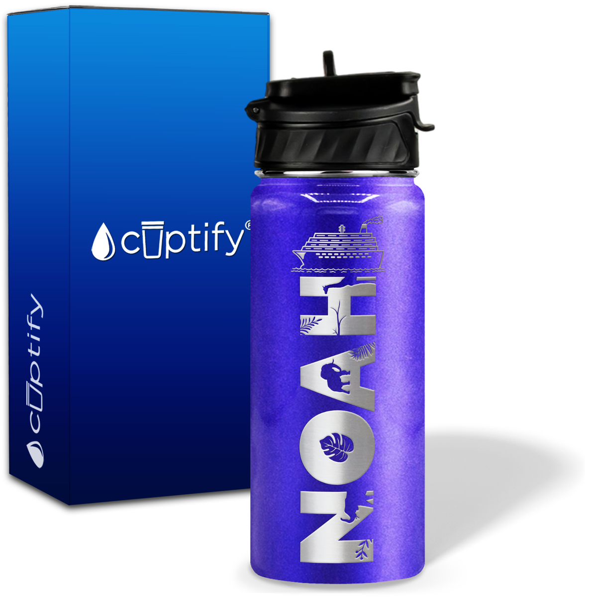 Personalized Ship with Name and Icon on 18oz Wide Mouth Kids Water Bottle