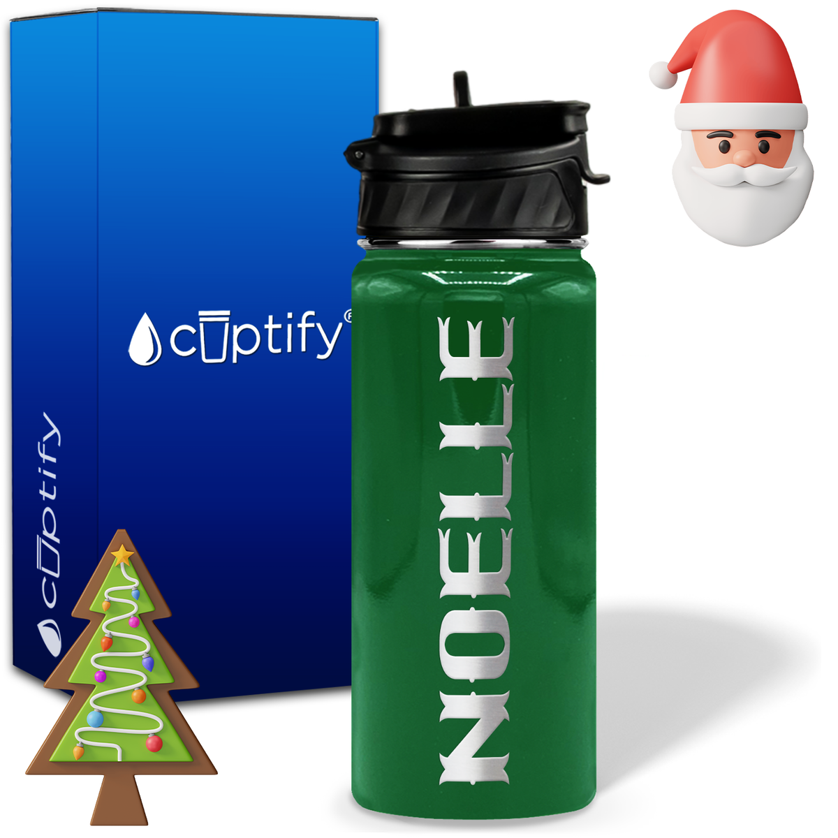 Personalized Claus Christmas on 18oz Custom Water Bottle