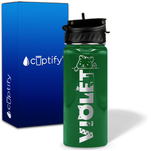 Personalized Cat Waving with Name and Icon on 18oz Wide Mouth Kids Water Bottle