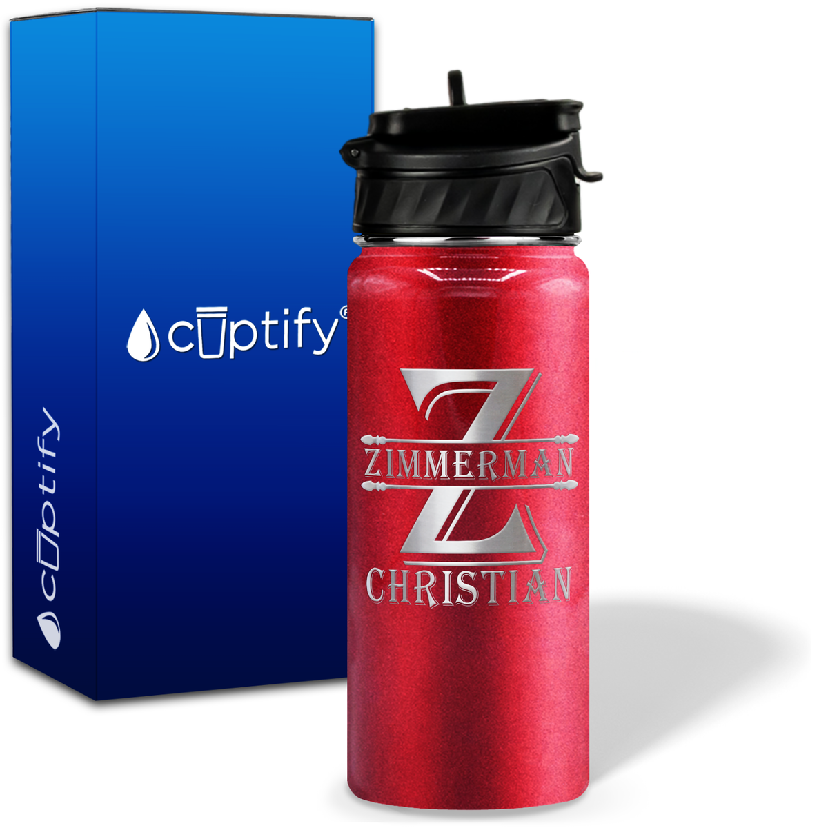 Initial Block on 18oz Personalized Water Bottle