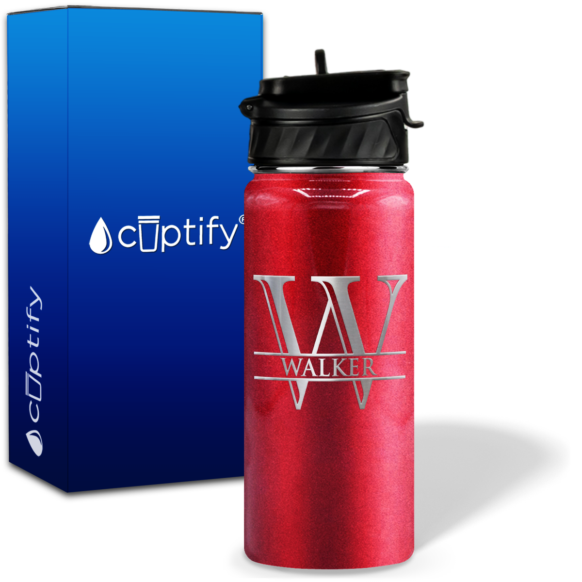 Split Script Monogram Personalized 18oz Water Bottle