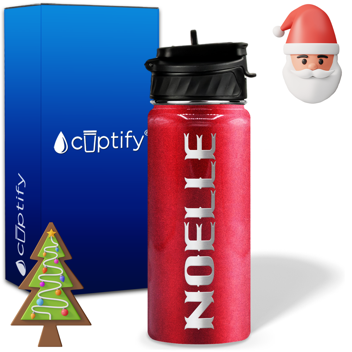 Personalized Claus Christmas on 18oz Custom Water Bottle