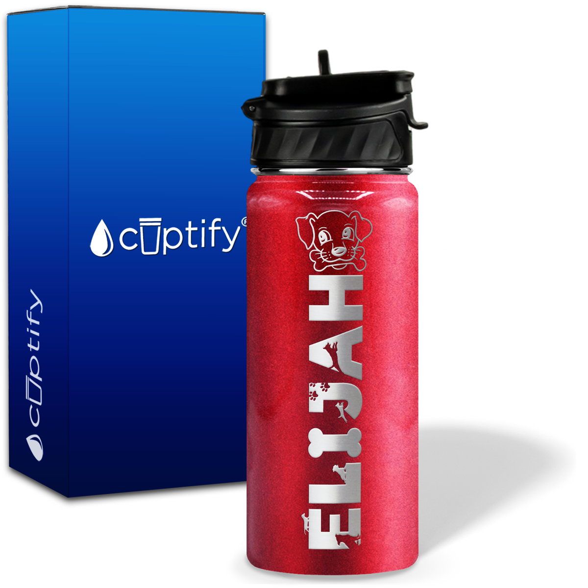 Personalized Dog with Name and Icon on 18oz Wide Mouth Kids Water Bottle