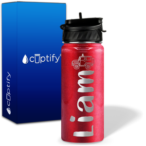 Personalized Jeep with Name and Icon on 18oz Wide Mouth Kids Water Bottle