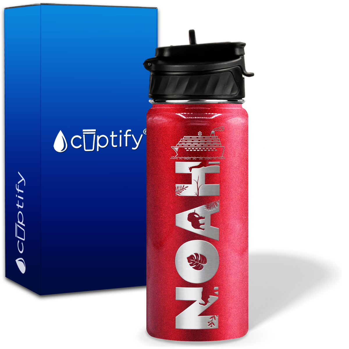 Personalized Ship with Name and Icon on 18oz Wide Mouth Kids Water Bottle