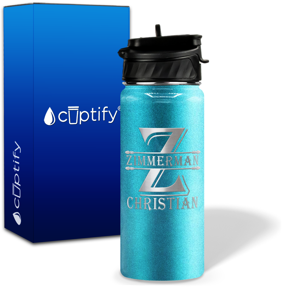 Initial Block on 18oz Personalized Water Bottle