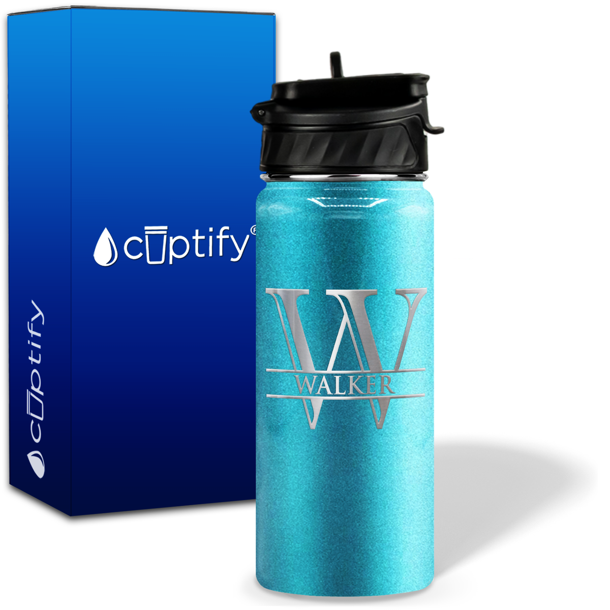 Split Script Monogram Personalized 18oz Water Bottle