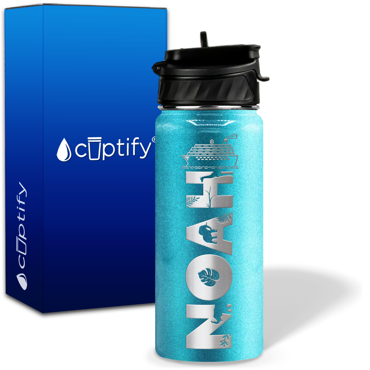 Personalized Ship with Name and Icon on 18oz Wide Mouth Kids Water Bottle